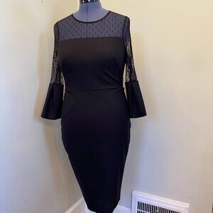 Audrey Hepburn Style Little Black Dress--Eliza J Size 12--Sheer top